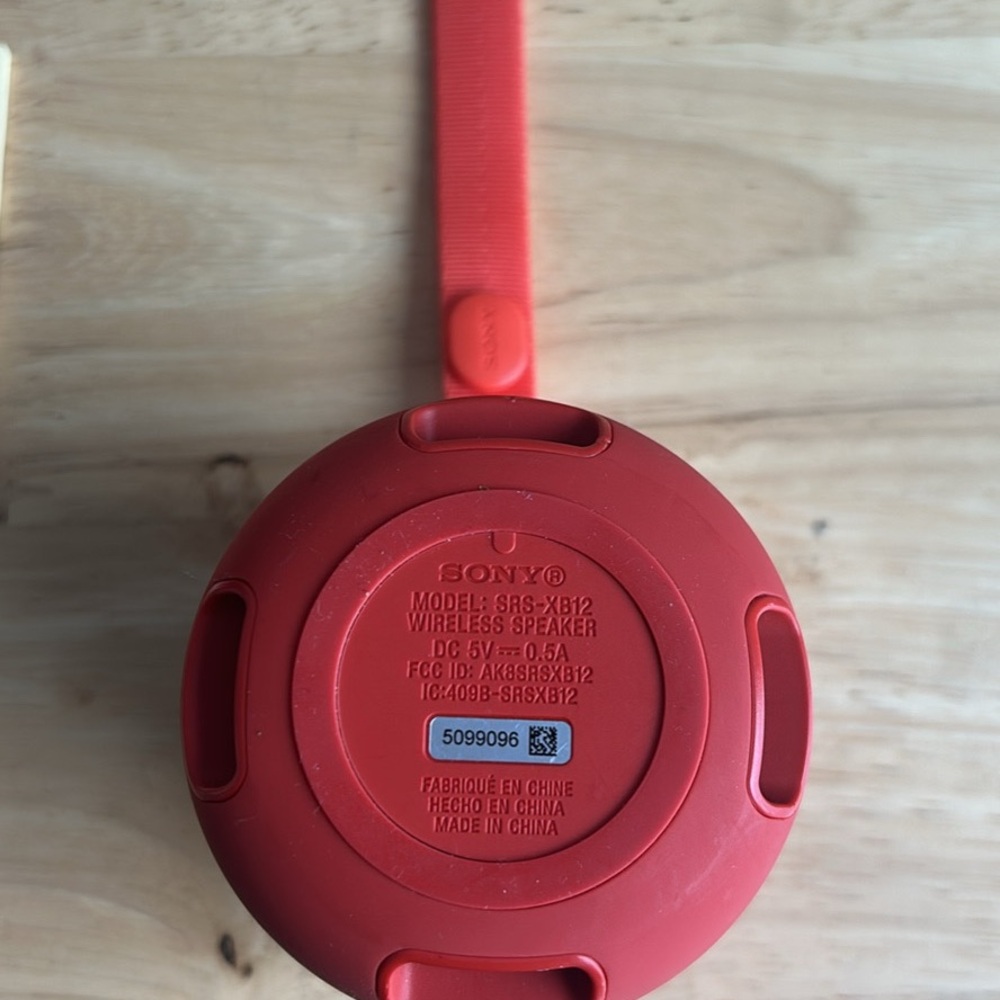 Sony Portable Wireless Speaker in Red with Strap